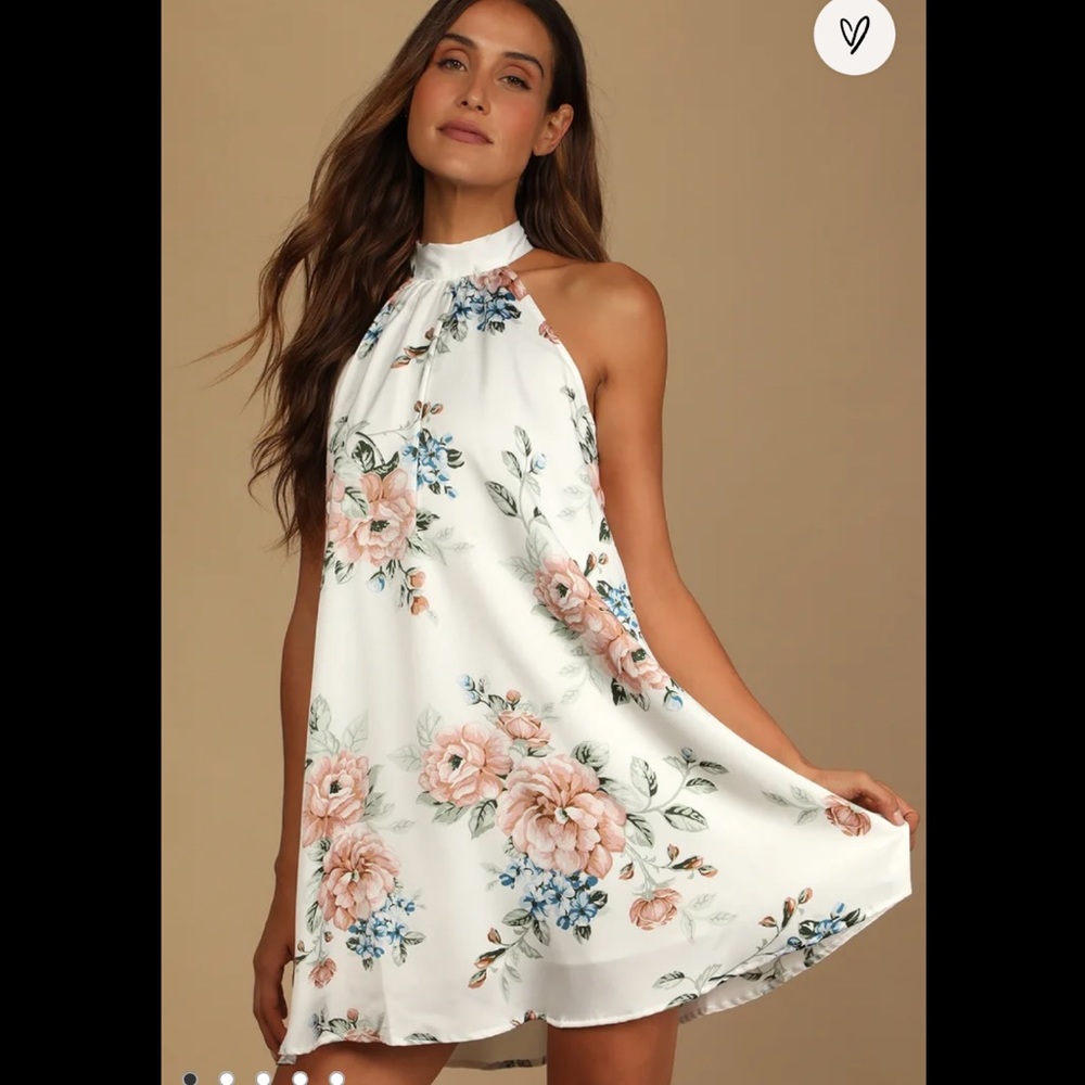 Lulu’s Satin Floral Halter Dress
